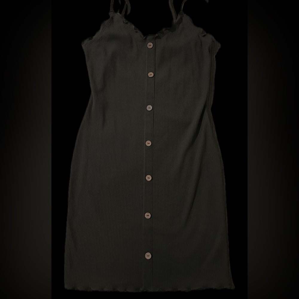 Olive Green Button-Down Dress M 7/9